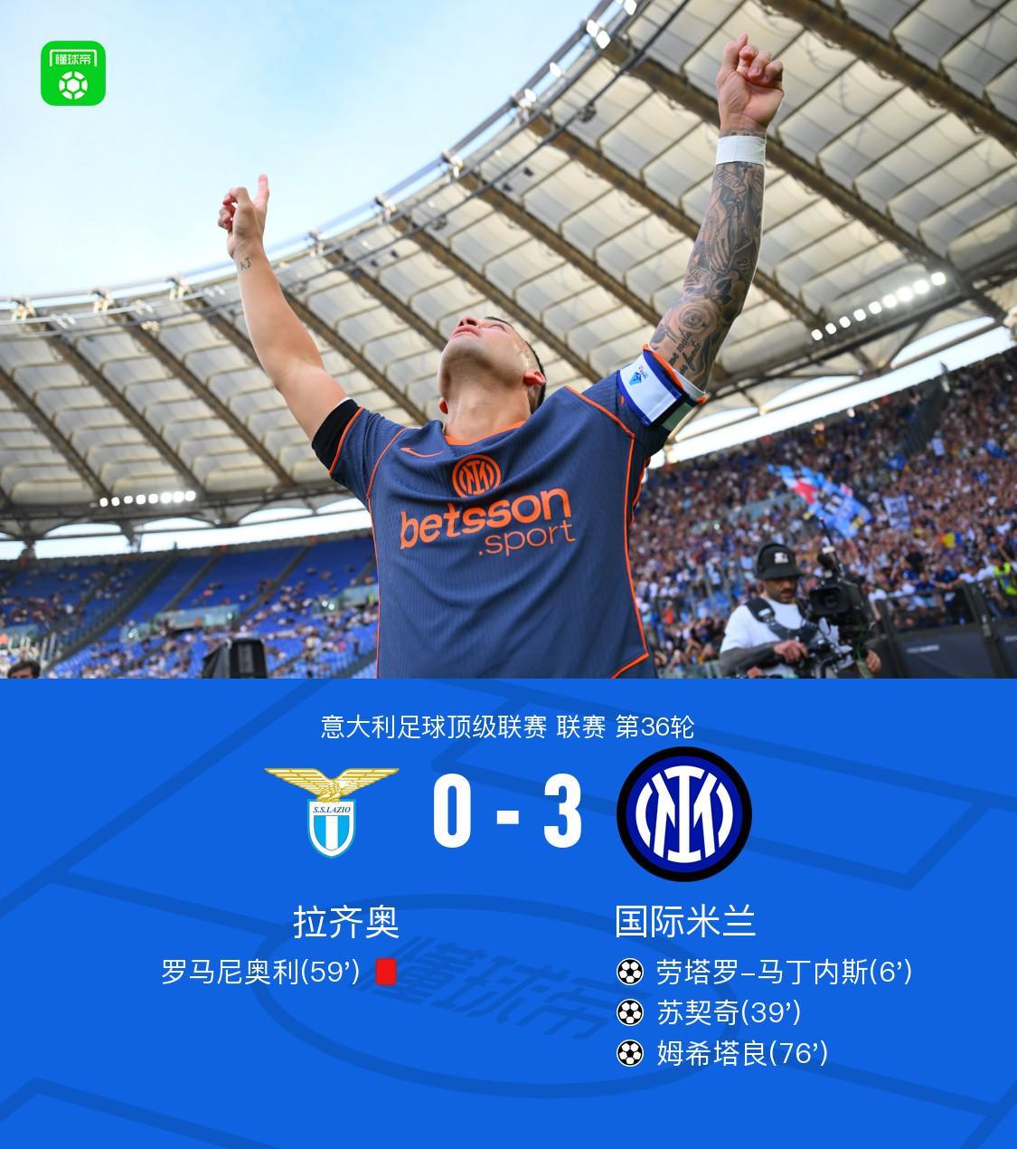 leyu小组-剑南春｜国米3-0拉齐奥，劳塔罗传射建功，苏契奇、姆希塔良破门